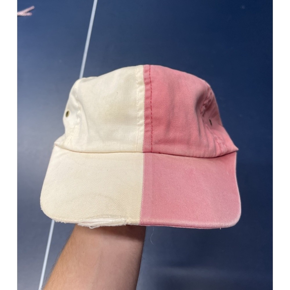 Tommy Hilfiger Hat Two Tone White/Pink Cap Distressed Strapback